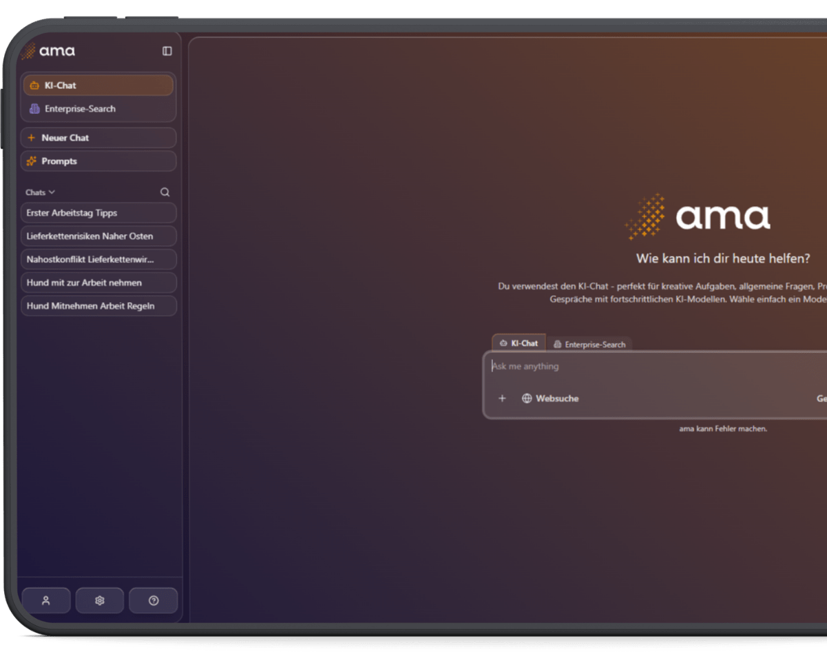 Screenshot der ama.ki Desktop Anwendung